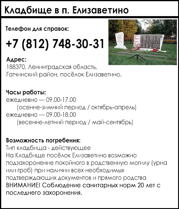 Кладбище в п. Елизаветино
