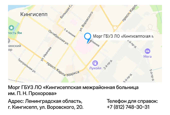 Морг ГБУЗ ЛО «Кингисеппская межрайонная больница им. П. Н. Прохорова»