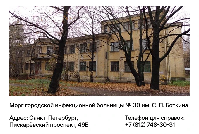 Морг городской инфекционной больницы № 30 им. С. П. Боткина